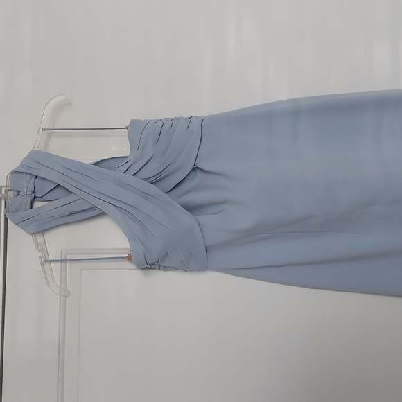 NEW Cinq a Sept Adela Tie-Back Trumpet Midi Dress in Light Blue - Picture 4 of 8